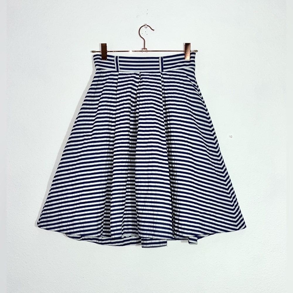 Kate Spade Navy Striped Full Lined Skirt Pockets Sz 0
